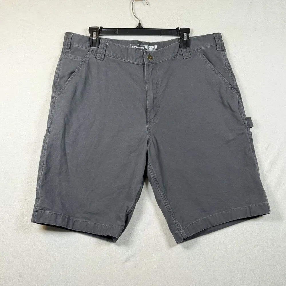 Carhartt Rugged Flex Shorts Mens 38 Gray Relaxed Fit Utility Work Canvas 11”